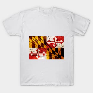 Flag of Maryland - Tree Trunk Wood T-Shirt